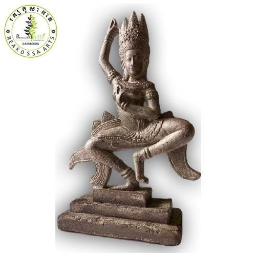 Apsara dancing statue carved from wood-waste